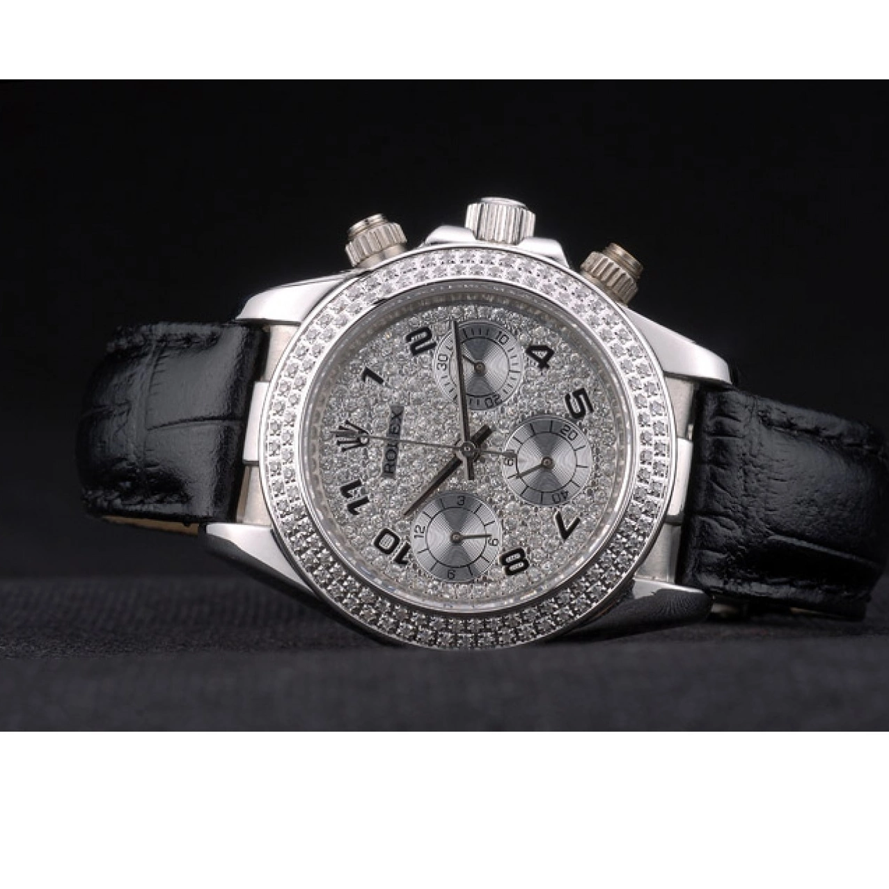 Aaa replica watch Bezel Crystal Crystal Studded Dial Case Steel Studded Lady Daytona Stainless Rolex 0723